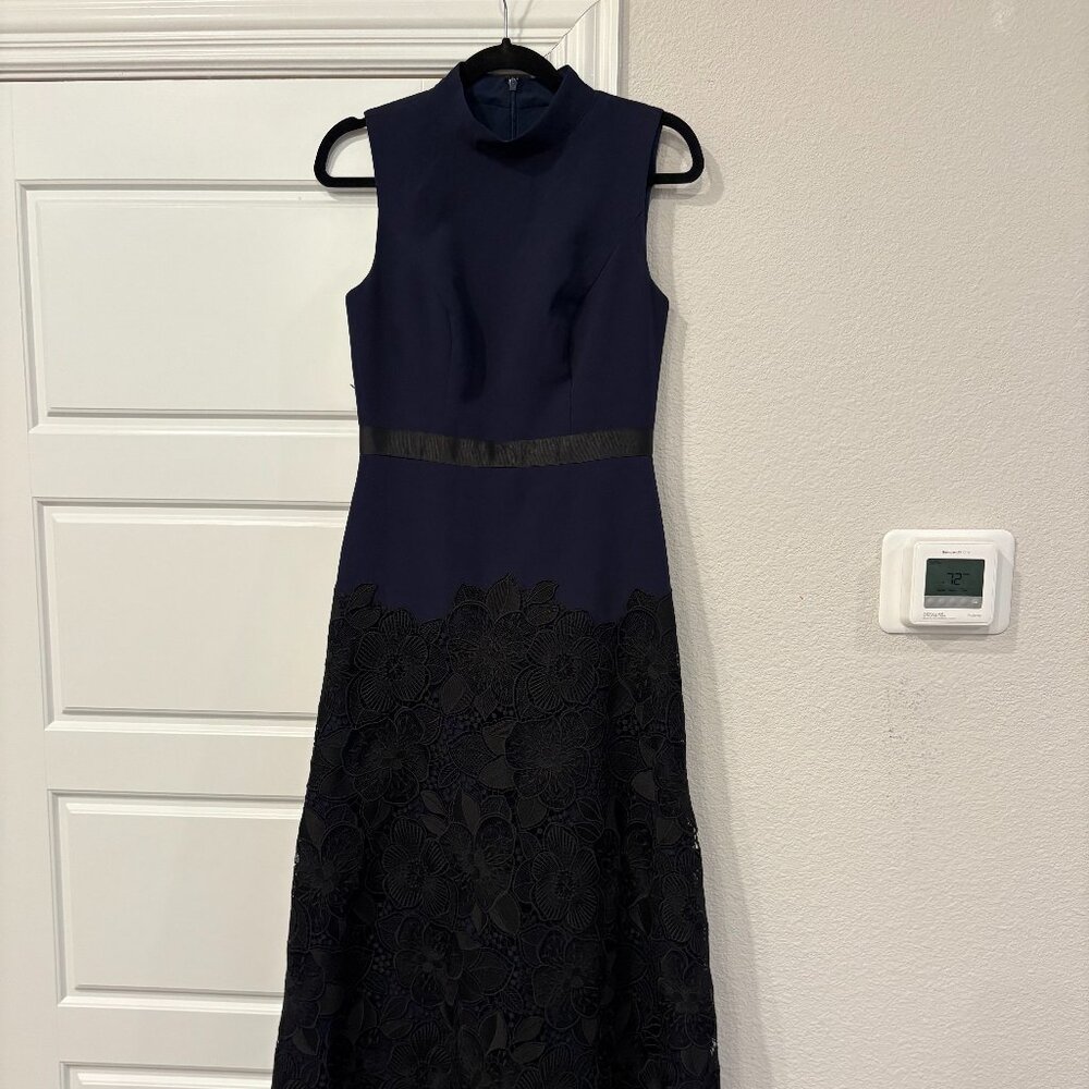 Kay Unger high neck long gown with black lace